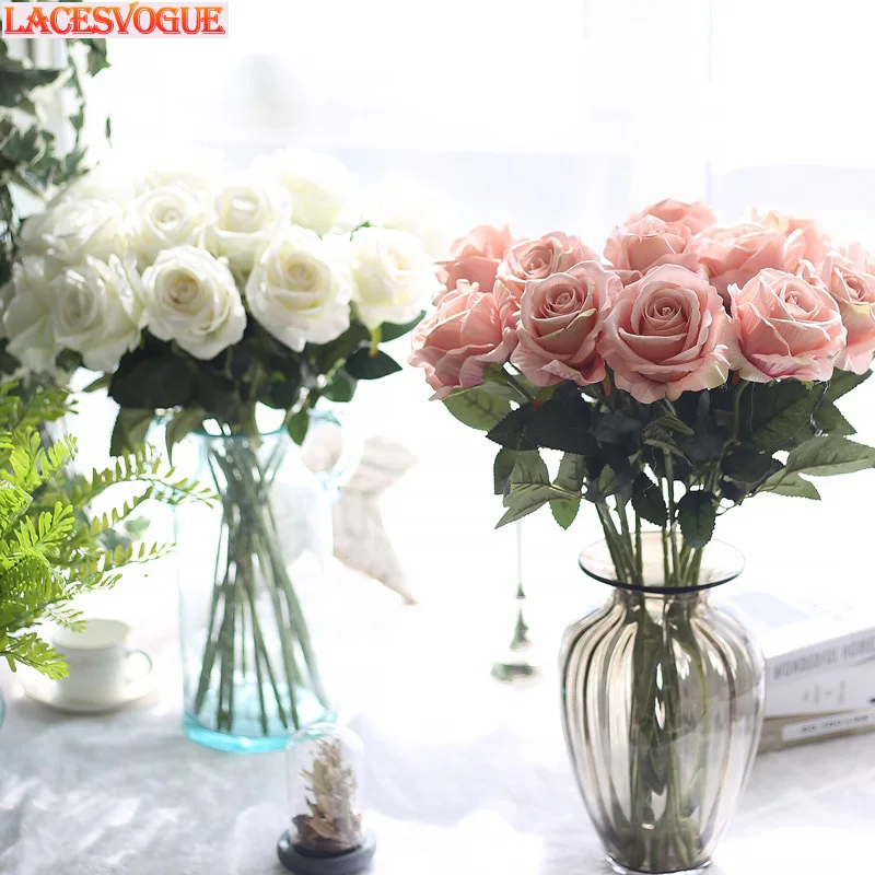 

Artificial Flowers Flannel Rose Flores Fake Flowers Artificial Plants Decoration Maison Fleur Artificielle Decoration Home 21PCS