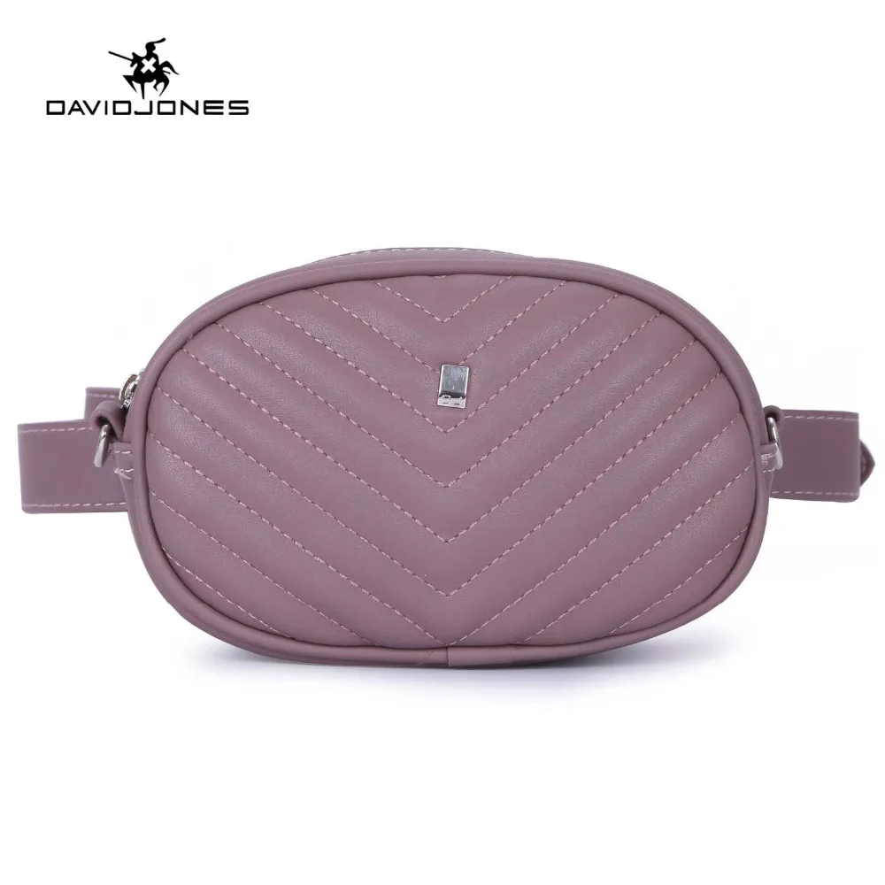

DAVIDJONES women belt bags pu leather female fanny packs mini lady solid waist bag girl brand messenger bag banana drop shipping