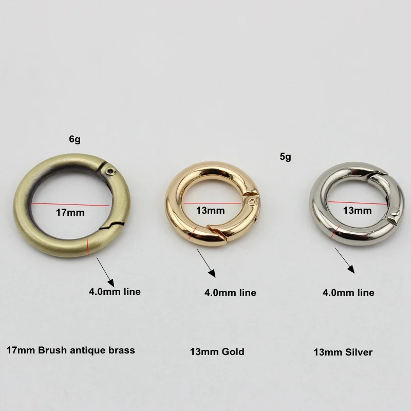 50 шт. внутри 13 мм 17 5 цветов никель оснастки Весна кольцо для изготовления кошелек сумка ручка разъем