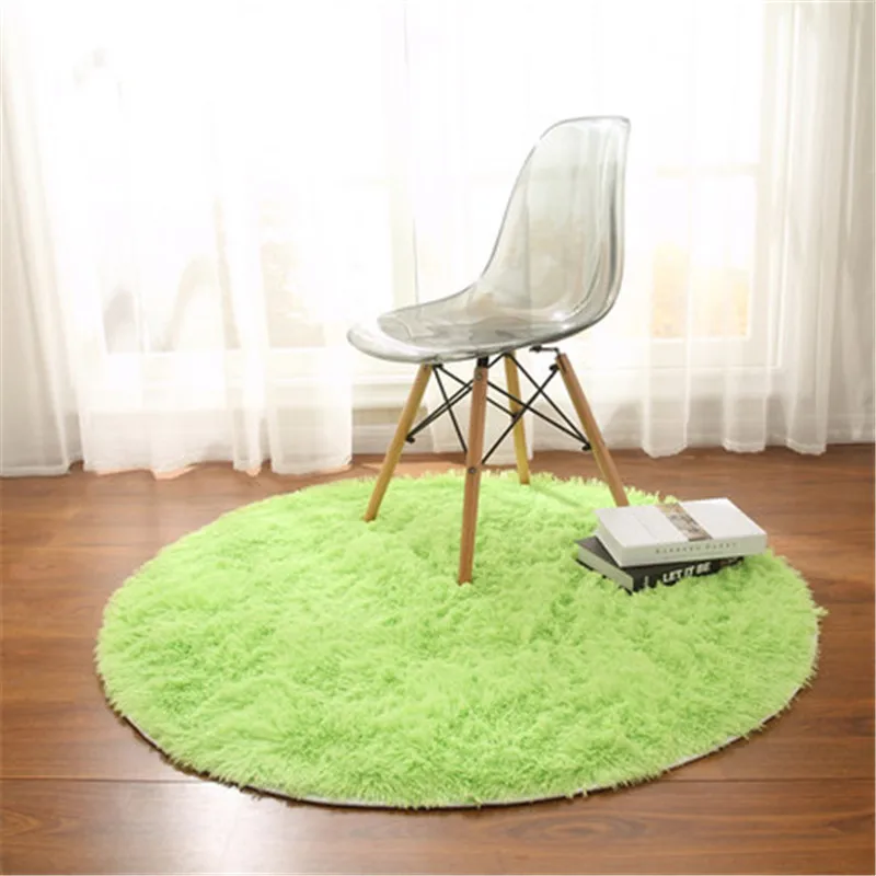 cheap Round carpet solid color simple silk floor mat bedroom study rug chair hanging basket computer swivel chair ottoman blanket