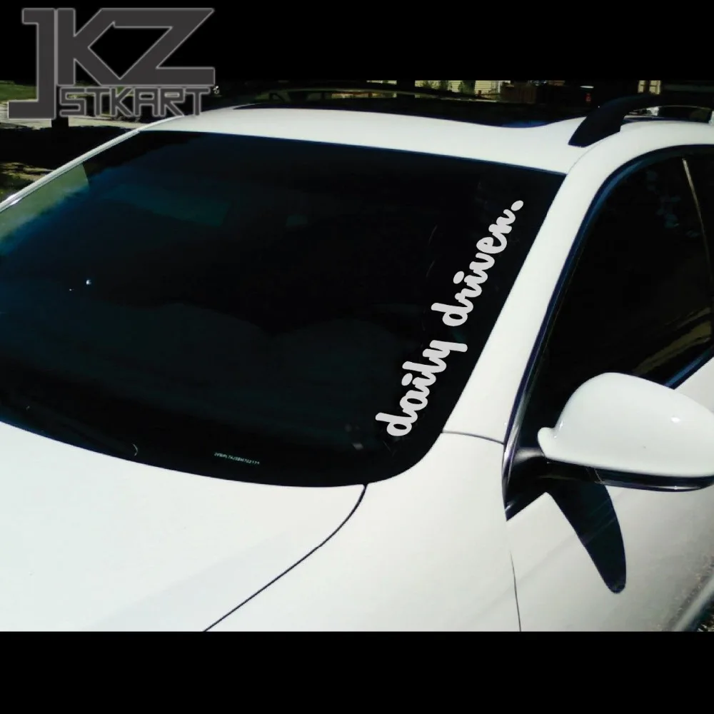 

JKZ STKART Vinyl Die Cut Car Decal Daily Driven Hellaflush Windshield Sticker 58 x 13cm for Car Truck ATV Decorated Stickers
