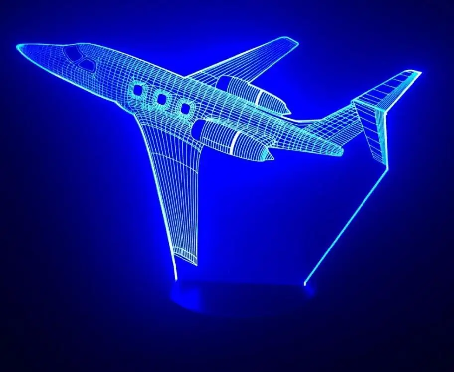 Реактивный самолет военный самолет Летающий на землю самолет вертолет 3D светодиодный светильник 7 цветов Изменение детской спальни настольная лампа лучший подарок для дома - Испускаемый цвет: Jet AirPlane Lamp