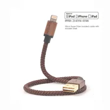 CACOY 30 см короткий USB кожаный кабель с деревянный соединитель для iPhone X 7 8 Plus 6 IOS