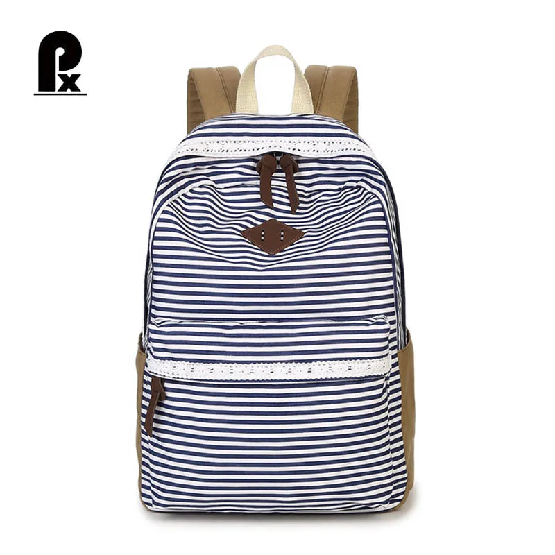 

Women Stripes Canvas Backpack Female for Teenage Schoolbag Students School Bag for Girls Rucksack Travel Laptop Backpack Mochila
