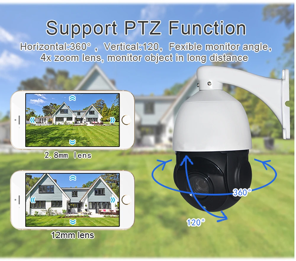 Камера видеонаблюдения PTZ с питанием от солнечной энергии 5X Zoom 1080P 3G/4G Wi Fi IP IP66