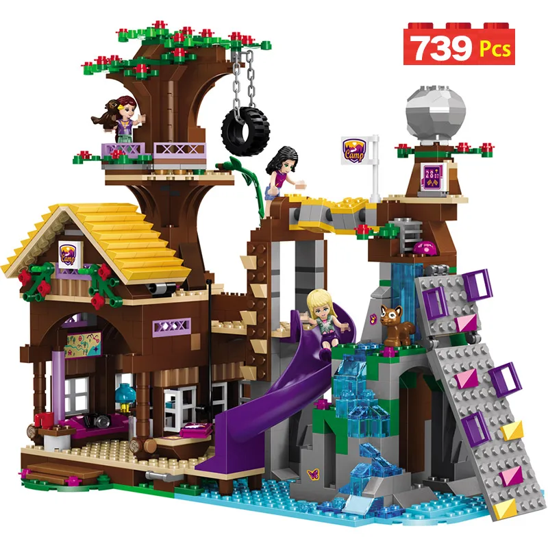 

739pcs Girls Friends Adventure Camp Tree House Model Building Blocks Compatible LegoINGly Girls Bricks Figures Kid Toys GB04