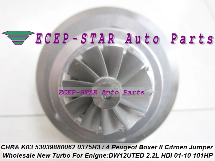 Бесплатная доставка турбокартридж CHRA K03 53039880062 9643350480 0375H3 для Peugeot Boxer Citroen Jumper 2001 10