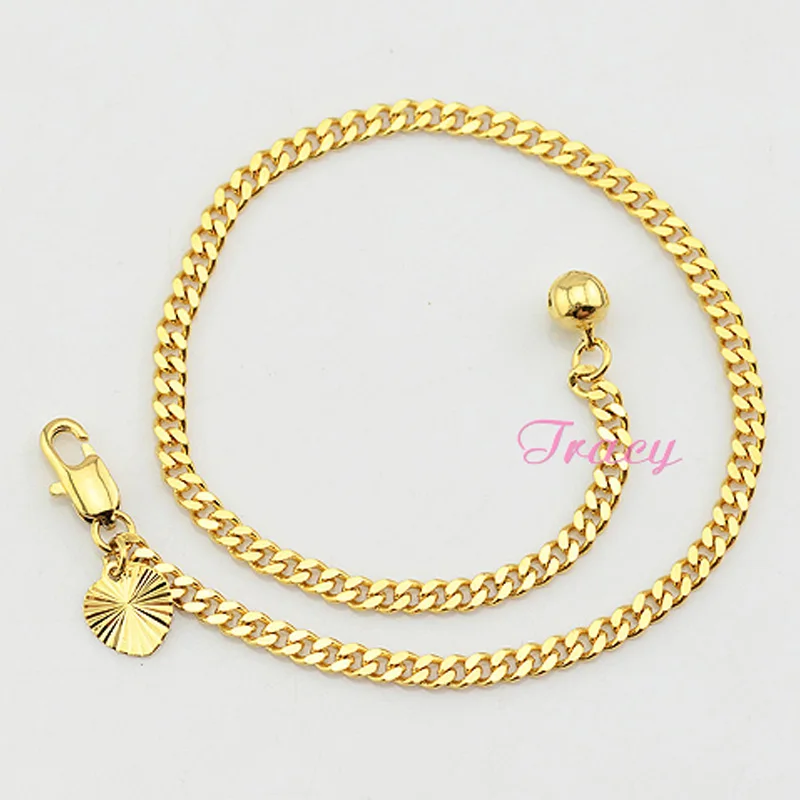 

Slim 3mm Womens Ladies Girls Yellow Gold Color Curb Chain Foot Cheap Anklets