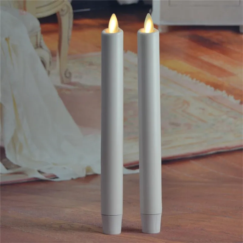 12 Inch Battery Operated Flameless LED Taper Candles Lights Flickering