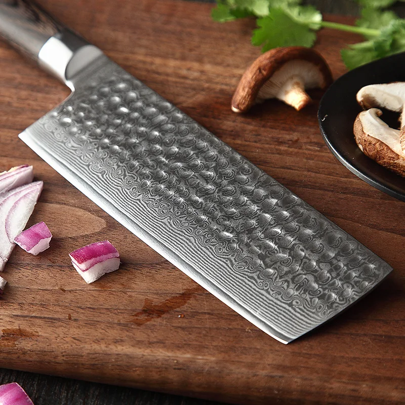 XINZUO 6,8 ''дюймовый китайский нож шеф-повара 67 слоев дамасский кухонный нож из нержавеющей стали резьба ножи для резки овощей с деревянной ручкой