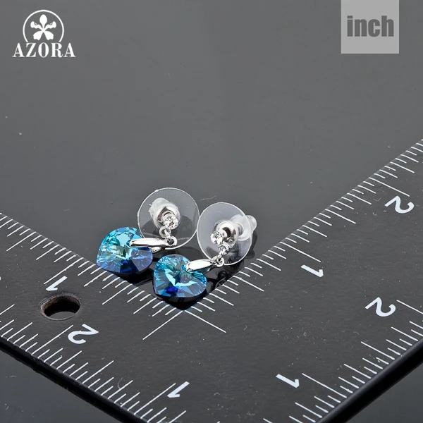 Серьги подвески AZORA Stellux из австрийского хрусталя цвета белого золота TE0036|drop