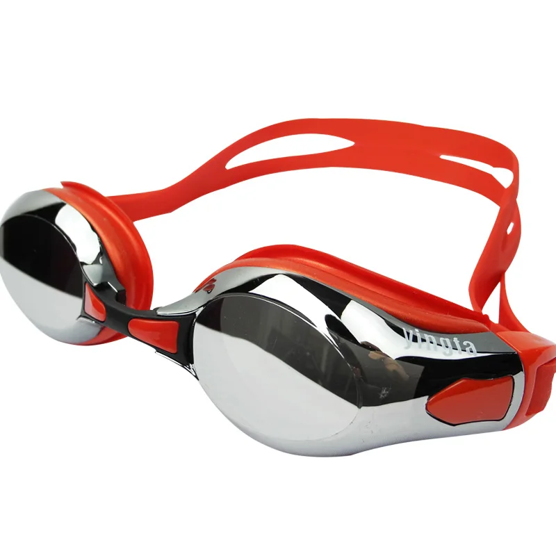 Брендовые Аутентичные очки для плавания с серебристой оправой, хромированные,, новинка, для взрослых, унисекс, водонепроницаемые, анти-туман, анти-УФ очки для плавания ming
