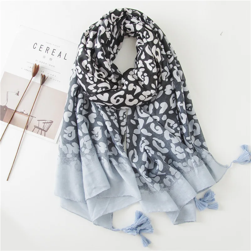 

Winter Luxury Brand Leopard Striped Viscose Shawl Scarf Print Soft High Quality Wrap Pashmina Stole Bandanas Muslim Hijab Sjaal