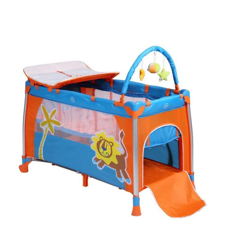  2017 Lion Pattern Baby Cribs Bed & Diaper Changing Stations Portable Foldable Playpen Crib Child Al