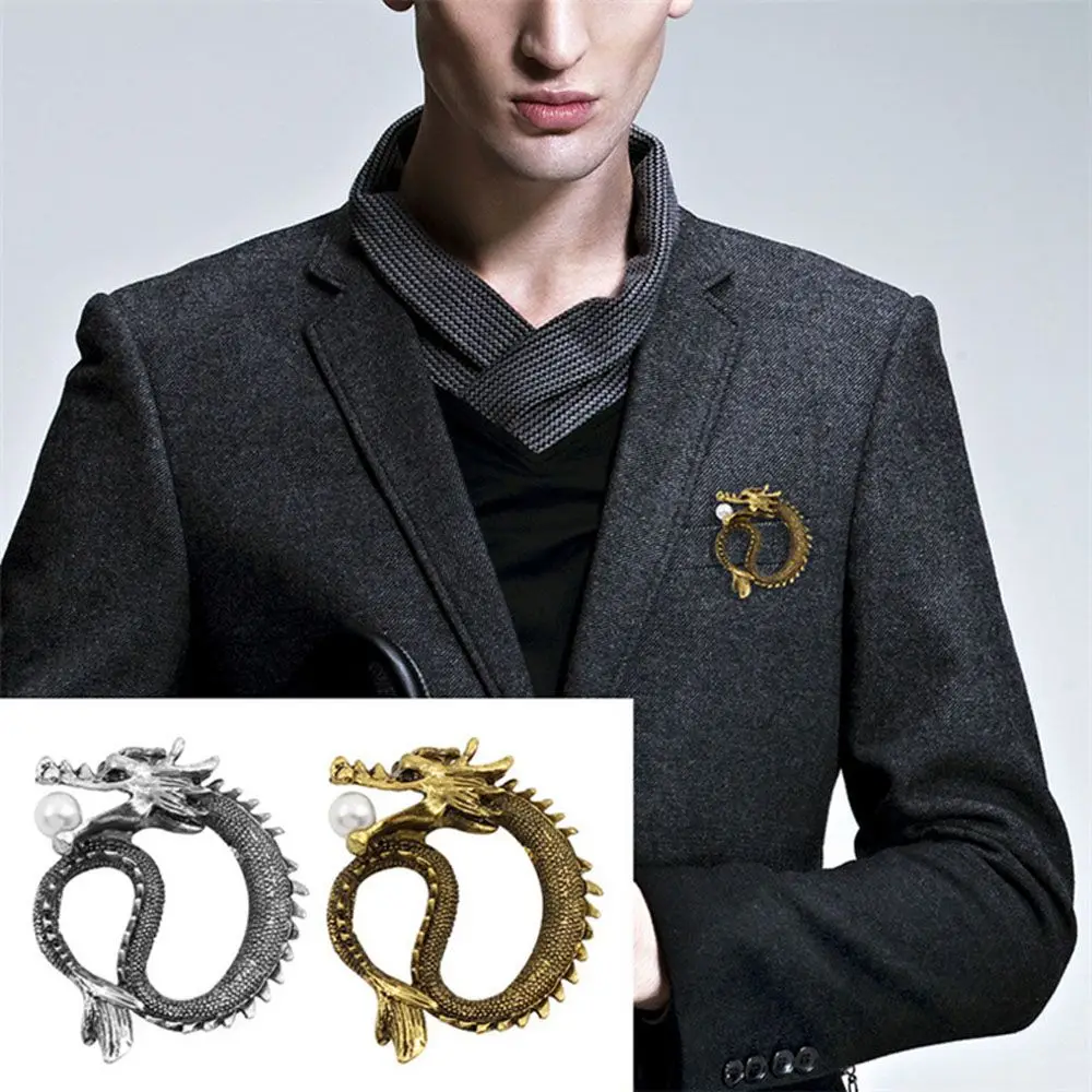 

Men Vintage Gold Silver Color Retro Pearl Fashion Accessories For Party Ornament Animal fashion brooch
