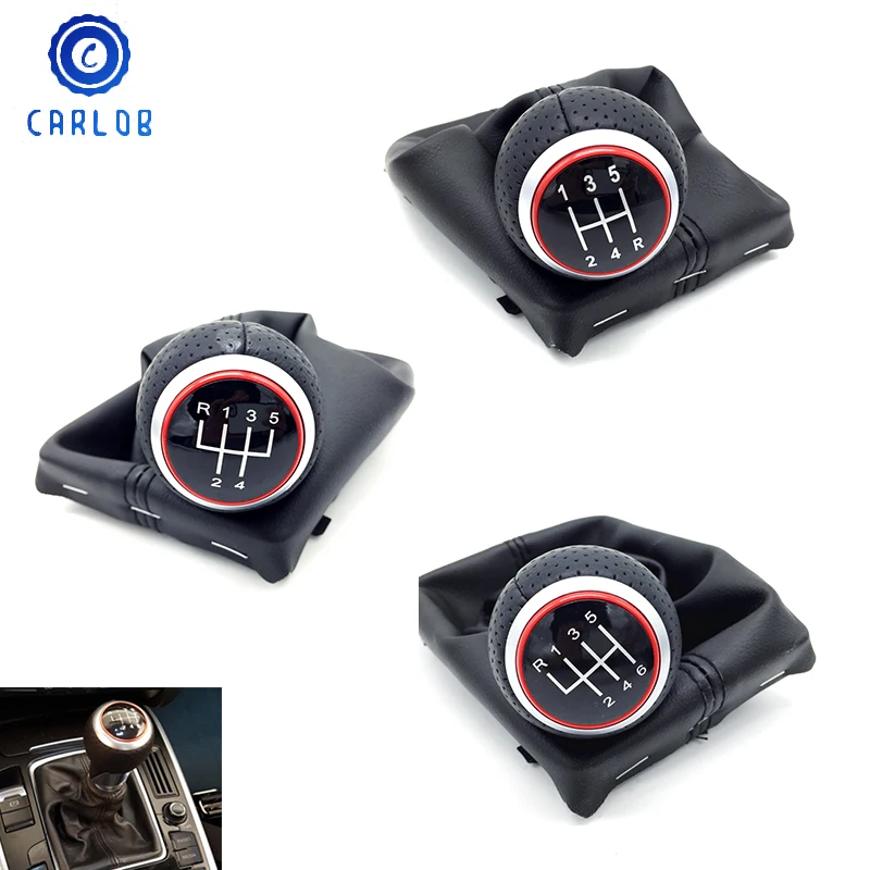 

CARLOB Red Car Accessories Gear Shift Knob Lever Stick Pen Gaiter Boot Cover For Audi A4 S4 B8 8K A5 8T Q5 8R S Line 2007-2015