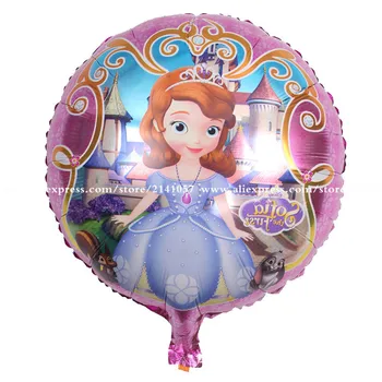 

50pcs/lot 18inch Round Princess Sofia Foil Balloons Inflatable Cartoon Helium Balloon For Wedding Party Decoration Globos