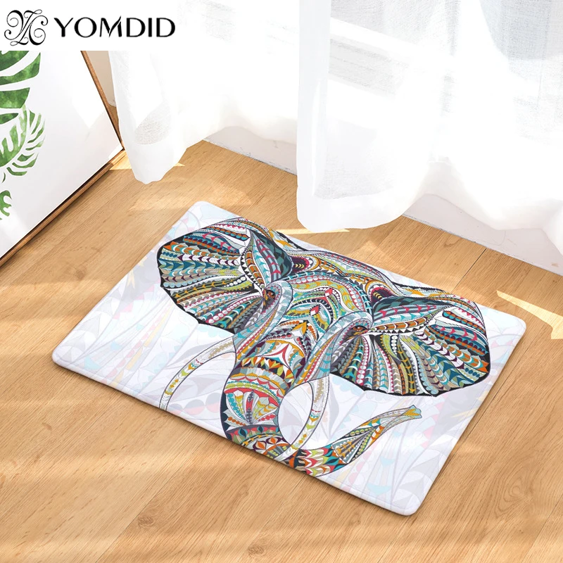 

Elephant printing mats Carpet Anti-slip Floor Mat Outdoor Kitchen Rugs mat Family Water Absorption Bathroom india style Doormat