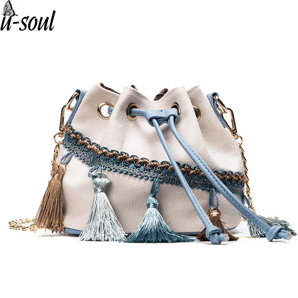 

Fashion Tassel Women Small Bucket Bag Ladies Pu Women Leather Handbags Female Shoulder Bag FA1877