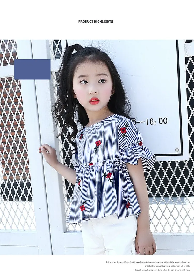 Children's T-shirt Girls Baby Summer Cute style Beautiful girl chiffon Printed loose T-shirt top for angel kids clothes (6)