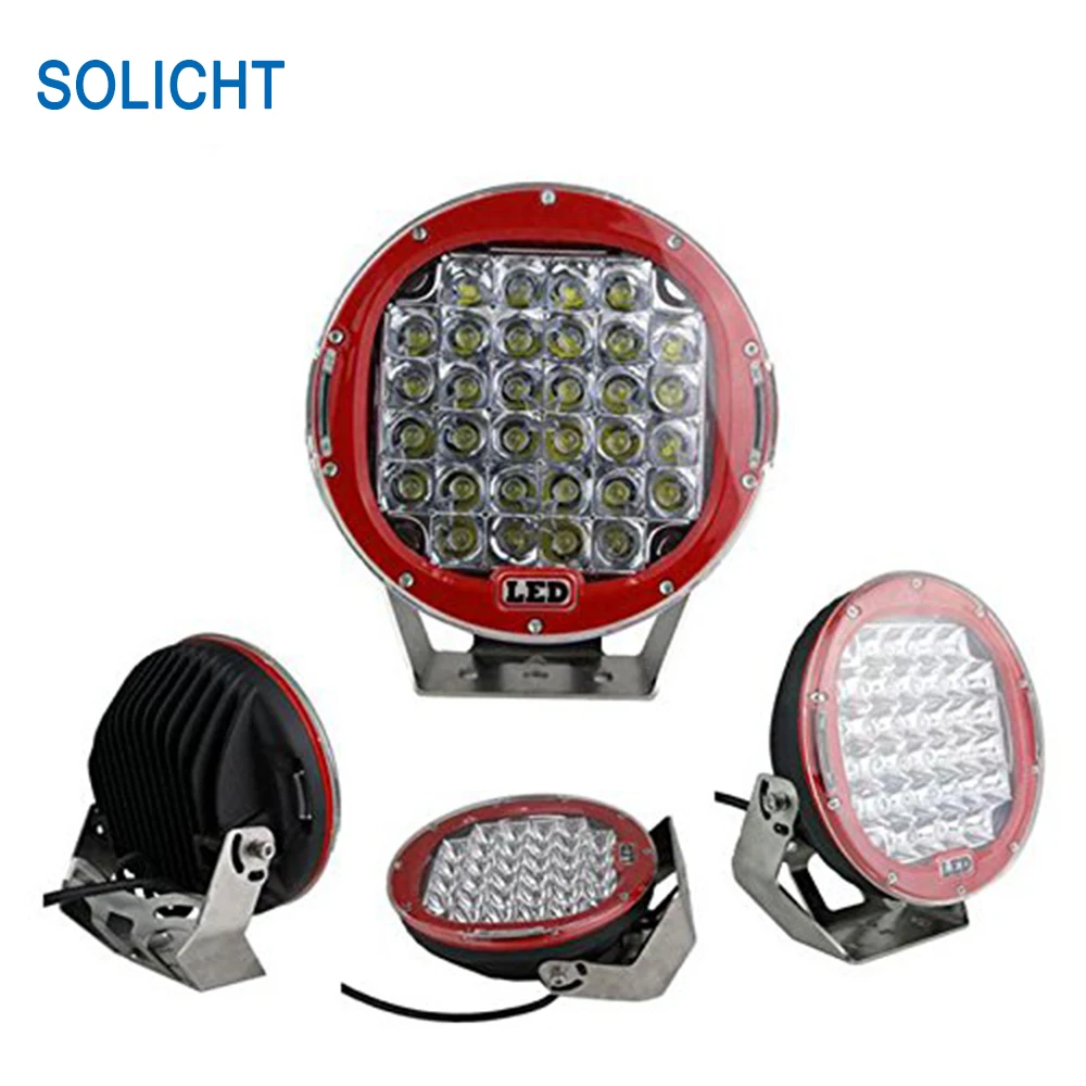 SOLICHT 9 inch 96W Round LED Work Light 12V 24V Flood Spot Bright