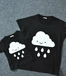 

New Kids t shirt Fashion Raindrop Rain Print Boy Girl tshirt Cotton Casual Children Black Hipster Top Tees ZT205-6