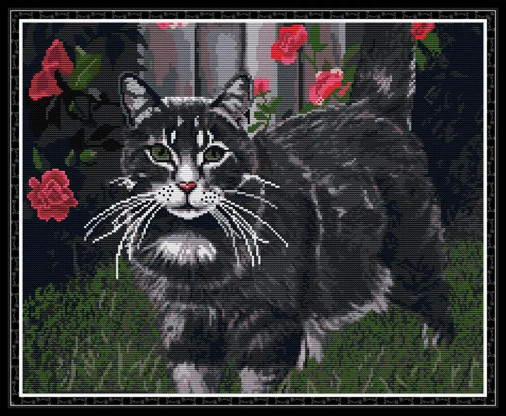 

Black cat 4 cross stitch kit aida 14ct 11ct count print canvas cross stitches needlework embroidery DIY handmade