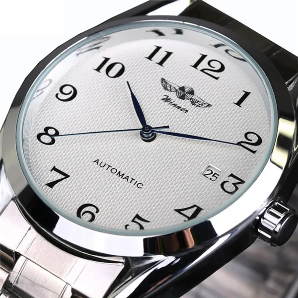 Топ люксовый бренд Мужские автоматические механические наручные часы из нержавеющей стали деловые мужские часы деловые мужские наручные часы - Цвет: Белый