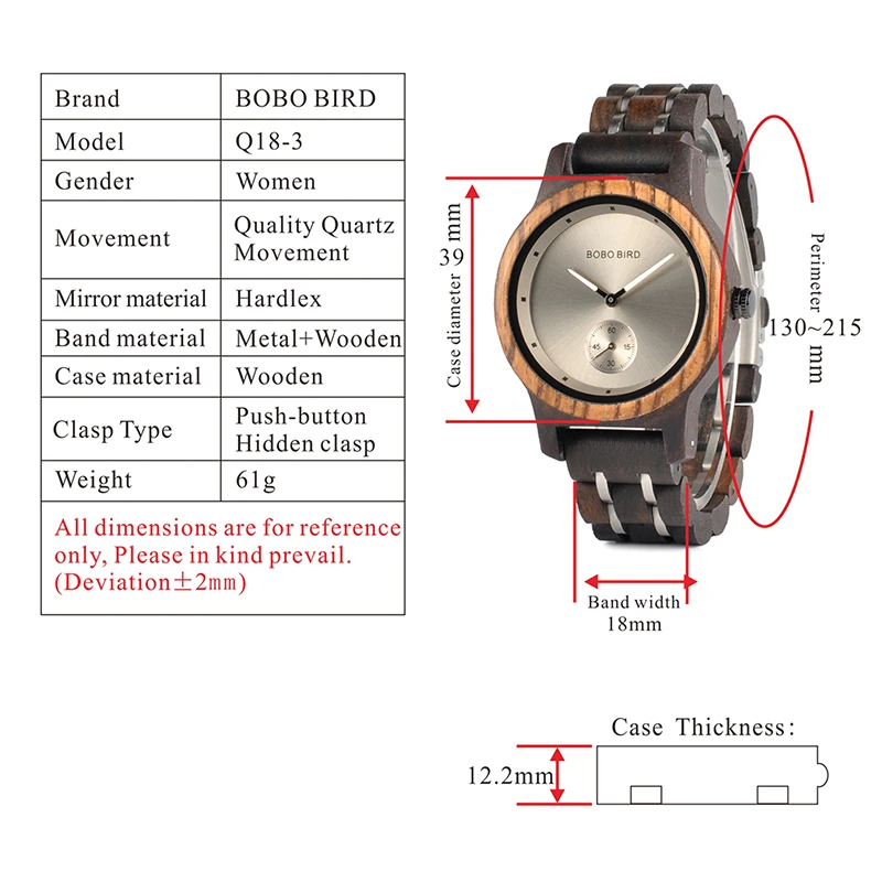 Деревянные часы BOBO BIRD, подарки для влюбленных, часы, роскошные деревянные часы с металлическим ремешком, кварцевые часы в деревянной коробке W* Q18