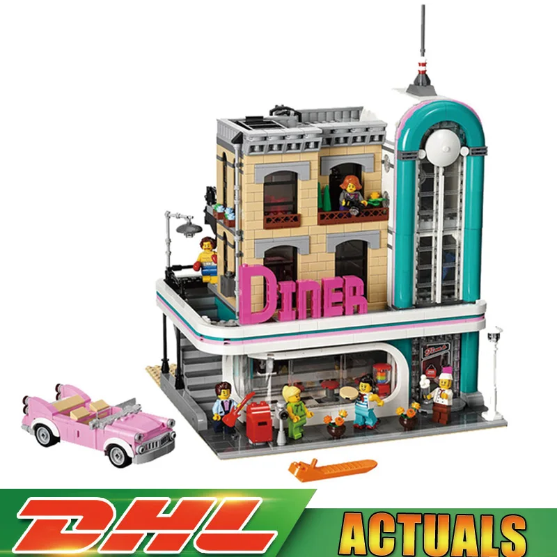 

Lepin 15037 Genuine Streetview Series The Downtown Diner Set 10260 Building Blocks Bricks legoINGlys New Year Gifts 2778Pcs