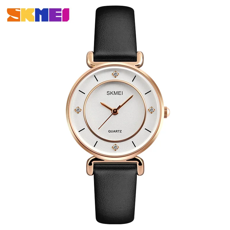 SKMEI кварцевые наручные часы для женщин, роскошные модные кожаные часы с браслетом, женские часы Orologio Donna, Часы Relogio Feminino 1330