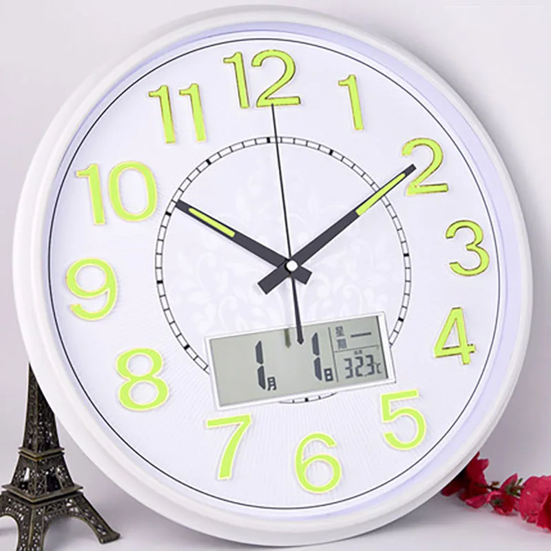 

Silent Wall Clock Modern Design Creative Large Night Light Watch Mechanism Decorative Digital Relogio Parede Wall Clocks WZH591