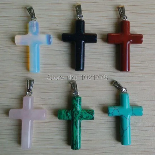 

2018 new fashion best selling natural stone cross pendants Charm fit Necklaces jewelry making 6pcs/lot free shipping wholesale