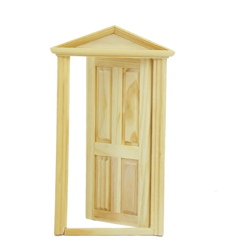 ABWE 1/12 кукольный домик Миниатюрный наружный внутренний-открытый деревянная дверь с Steepletop деревянная дверь подходящая рамка кукольный домик аксессуары