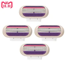 

New 4 Blades 3-Layer Blade Women Replaceable Shaver Head Clean Shaving Hair Safety Manual Razor Head