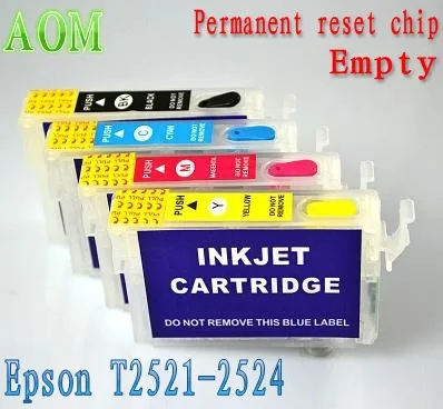 

Empty T2521 t2524 4Color America Printer Refillable cartridge for Epson  WF-5620/ 5690/ 3620 3640 7610 Permanent reset chip