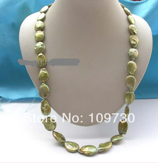 

Jewelry 002378 Genuine Natural green Reborn Keshi Pearl Necklace