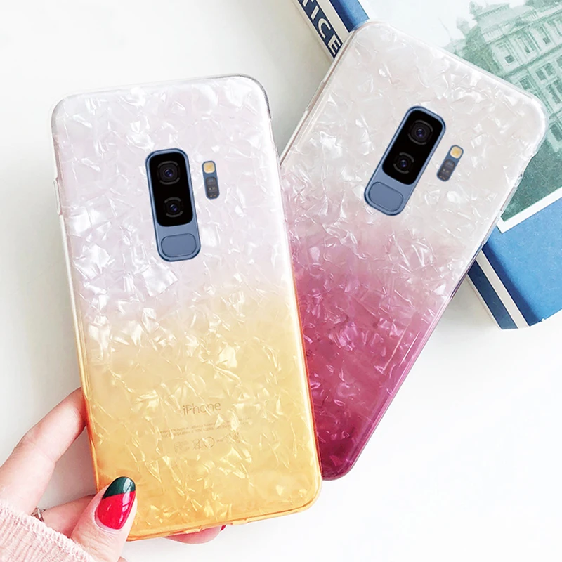 

Colorful Gradient Case For Samsung Galaxy S8 S9 A8 Plus 2018 J4 A5 A7 J5 J6 J3 J7 2017 S7 C5 C9 Pro Note 9 8 Bling Conch Shell
