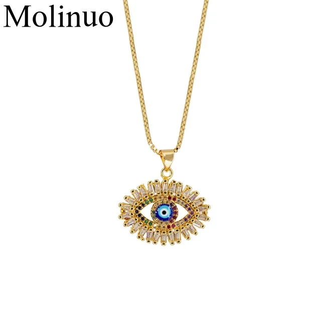 

2019 new arrived lucky eye zircon evil eye pendant necklace colorful charms turkey eye jewelry necklace for women