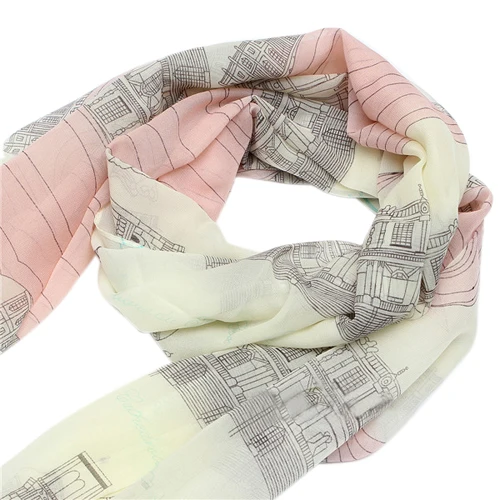 Женская Повседневная вуаль чистый мягкий длинный шарф Эйфелева башня Печатный