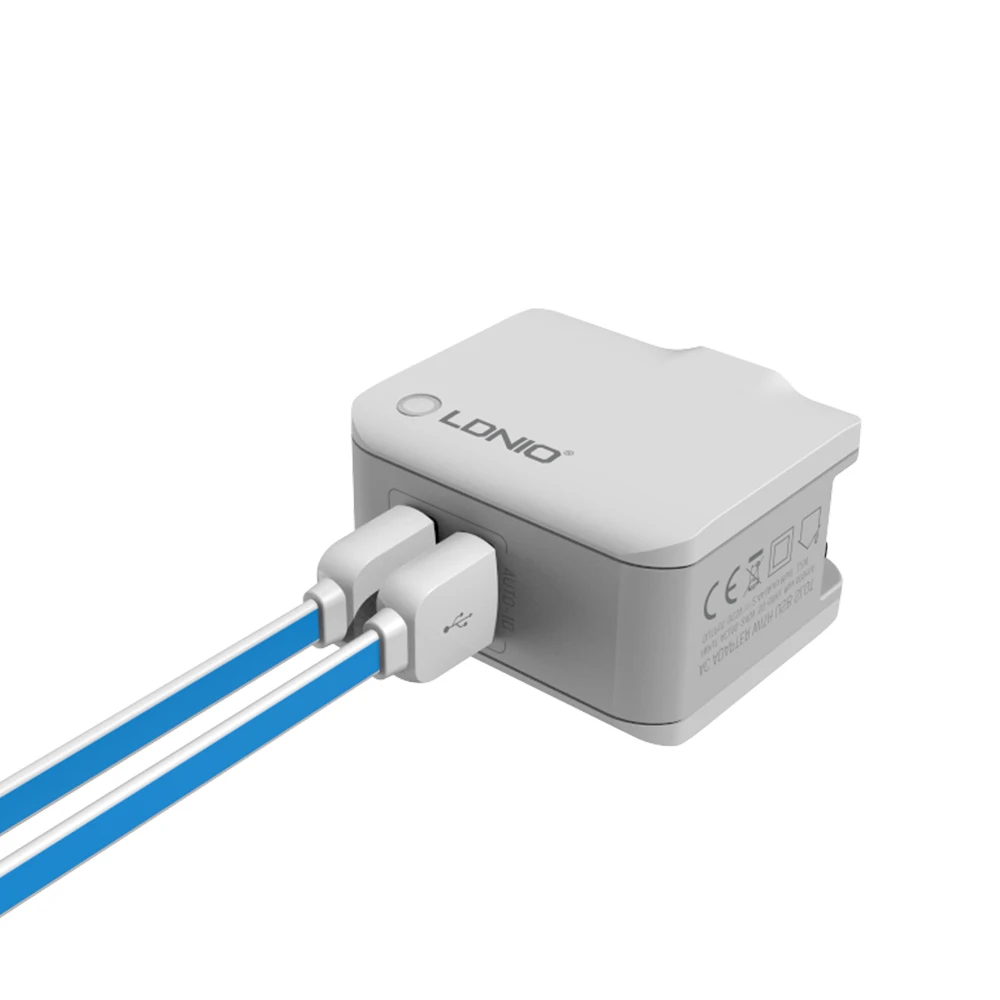 LDNIO EU Plug 2.4A Быстрая зарядка type-C двойной usb-порт для путешествий домашнее настенное зарядное устройство Съемный штекер для iPhone HUAWEI XIaomi