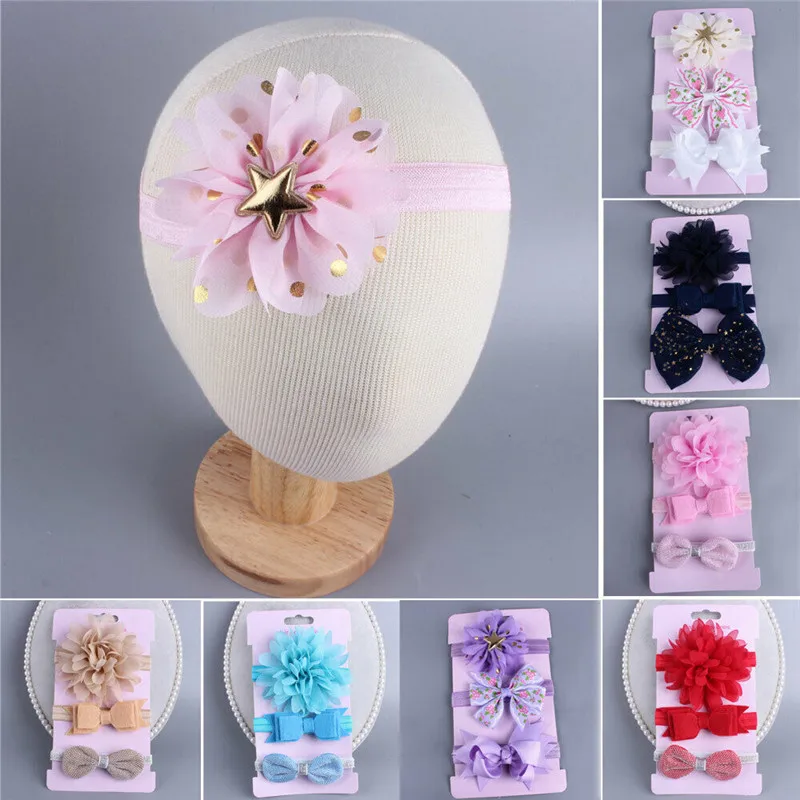 

PUDCOCO Baby Girls 3PCS Bunny Bows Kids Turban Knot Rabbit Headband Bow Hair bands Head wrap