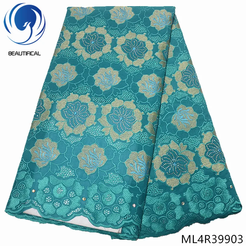 

BEAUTIFICAL nigerian lace fabrics 5yards/lot New arrival swiss lace stones embroidery french swiss voile lace fabric ML4R399