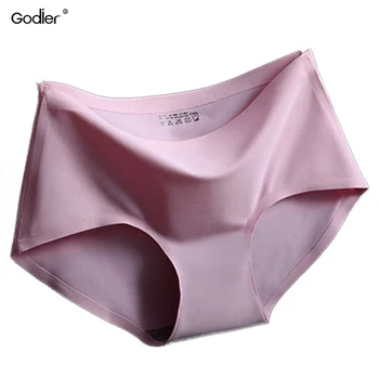 

Godier 5 pcs Women underwear briefs new ice silk Cool women Panties Solid Mid-Rise seamless Briefs Ladies Girls Panties M L XL