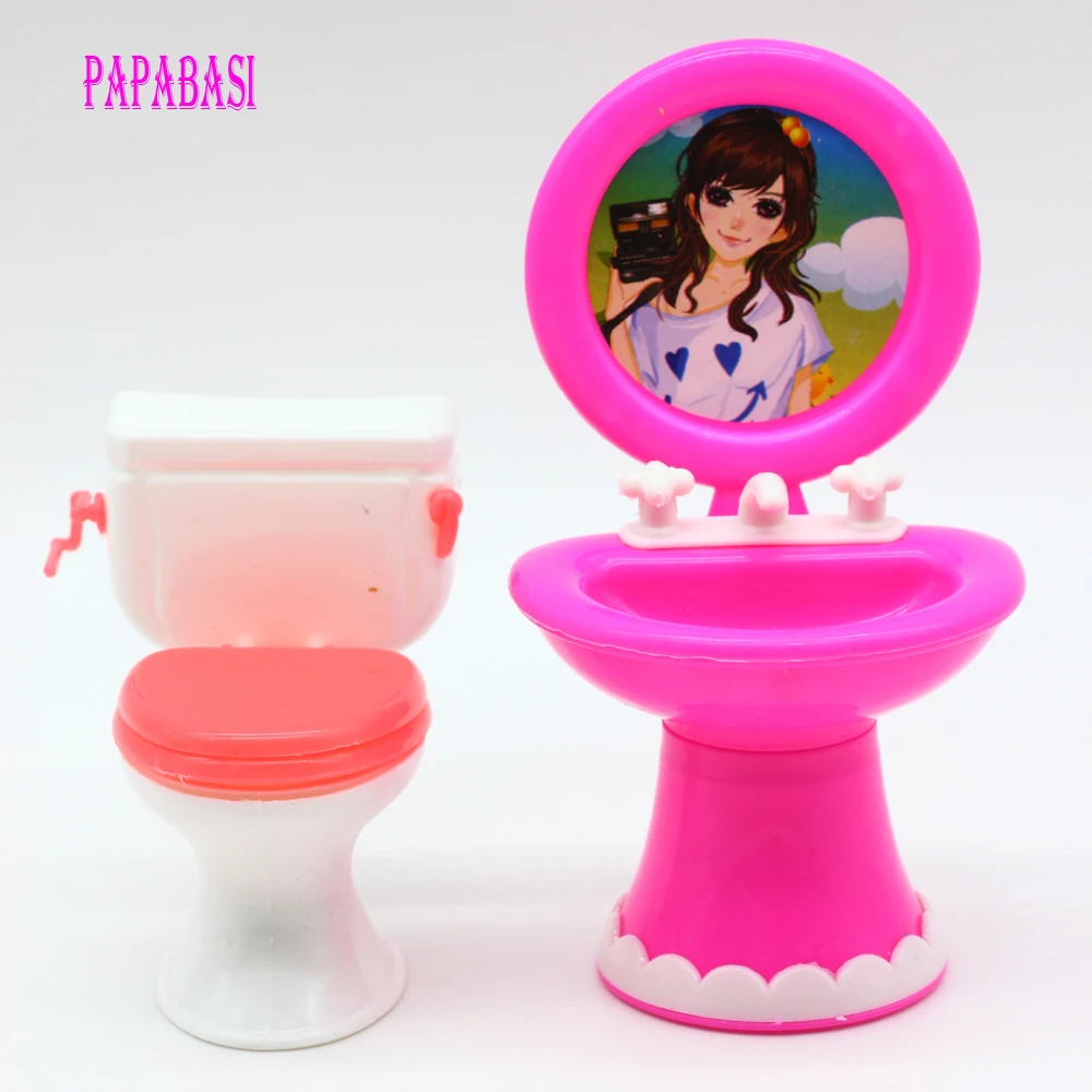 2 шт./компл. 1 Closestool + умывальник туалет Wash устройства для 1/6 куклы-Барби &amp Kelly Doll's