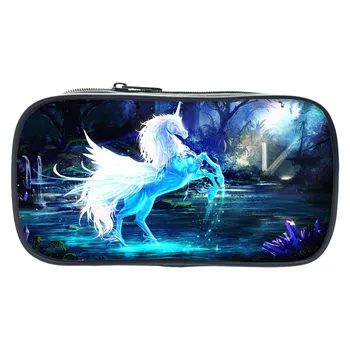 

New Pen Bags For Students Casual Cartoon Animal Horse Pen Box Cosmetic Cases For Women Make Up Bags Kids School Gifts