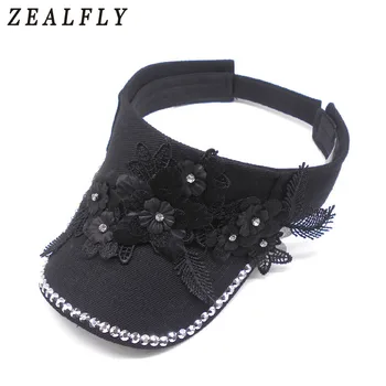 

New Style 3D Flower Women Baseball Caps Sunshine Beach Sun Visor Cap Rhinestone Girl Sun Hat Summer Trucker Hats Streetwear