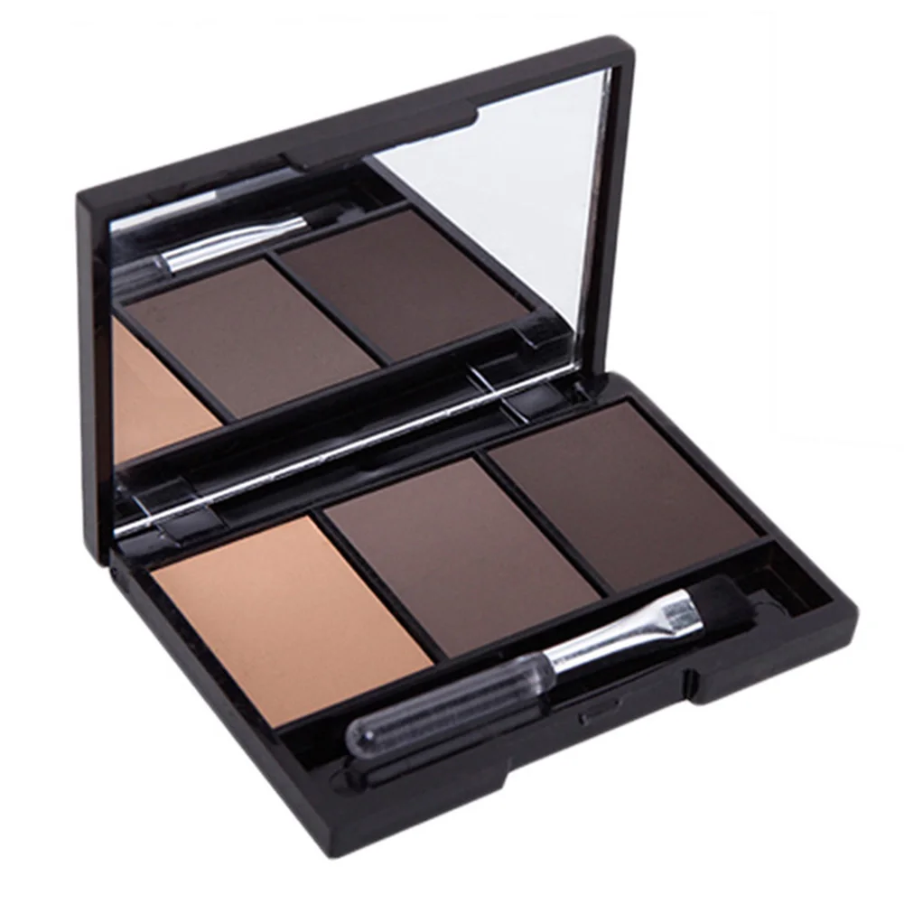

Professional 3 Colors Eyebrow Powder Palette Cosmetics Makeup Shading Brush Mirror Box Eyeshadow Eyebrow Powder