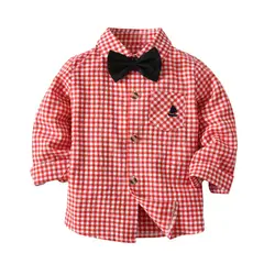 Модные рубашки для маленьких мальчиков хлопковые детские рубашки в клетку детская одежда 2018 г. Новая Осенняя рубашка джентльмена детская