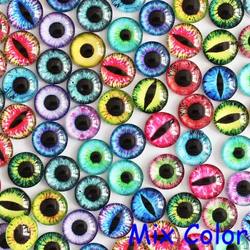 

10mm Mix Many Colors for Choice by Pair Dragon Eyes Round Glass Cabochon Cameo Flatback Photo Settings 50pcs/lot (K02824)